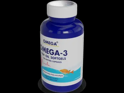Vitamin and mineral supplements Omega-3 Fish Oil Softgels Low-poly 3D model