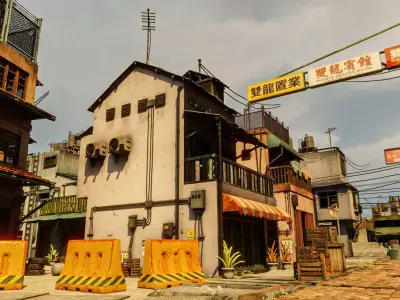 ASIAN URBAN BUILDING HONGKONG 04 Low-poly 3D model