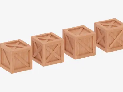 Wooden Crate Box Collection 3D model