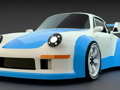  Porsche 911 Turbo Retro Sports Car  Low Poly Racing Vehicle Low-poly 3D model