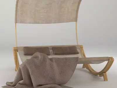 Maura Double Chaise Lounge with Cushion  Free 3D model