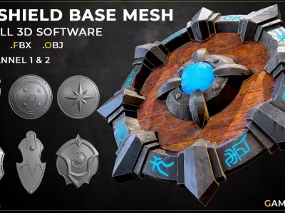 30 Shield Base Mesh Vol-02  Game Ready  Low-poly 3D model