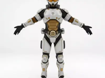 Futuristic Sci-Fi Armored Character Low-poly 3D model