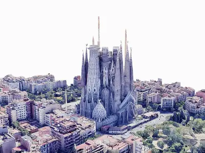  Holy Family - Sagrada Familia Low-poly 3D model