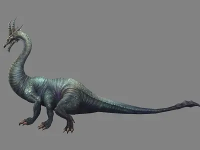 A six legged dragon monster - mosasaur Low-poly 3D model