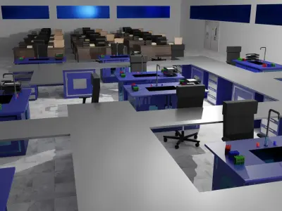 Laboratory Interior Low-poly 3D model 2