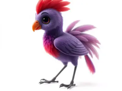 Vibrant Purple Bird model pack Low-poly 3D model
