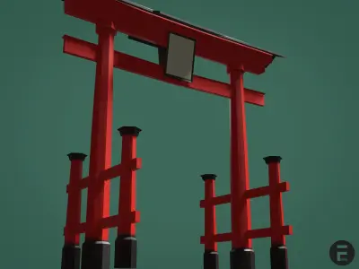Torii gate Low-poly 3D model