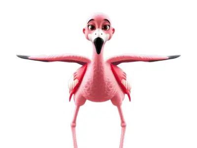 Vibrant Flamingo Character model pack Low-poly 3D model