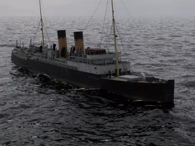 Ship in the Middle of Ocean Animation 3D model