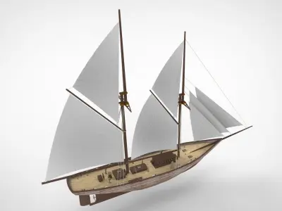 Historical sailing yacht 3D model