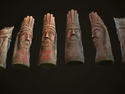 Totem wood 8 pbr 4k Low-poly 3D model