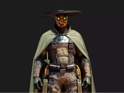Sci-Fi Desert Bounty Hunter Low-poly 3D model