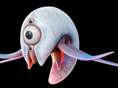 Alien Shrimp Parasite Creature PBR 3D model