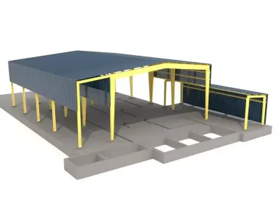 Industrial metal hangars 3D model