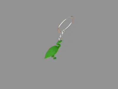  flamingo keychain green 3D model