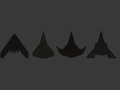 PACK OF 4 MILITARY FIGHTER PLANES Low-poly 3D model
