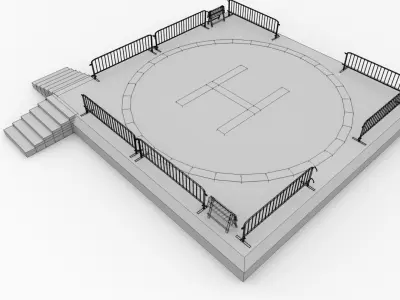Helipad parking lot with letter h 3D model