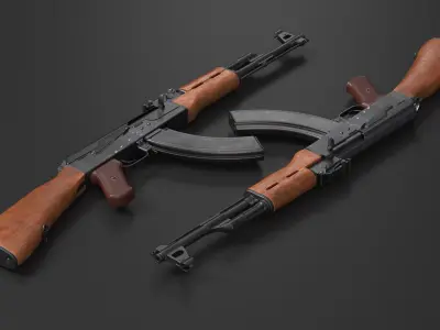 Assembling an AK 47 Rigged Animated 3D model