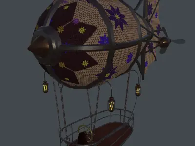 Fantasy zeppelin Low-poly 3D model