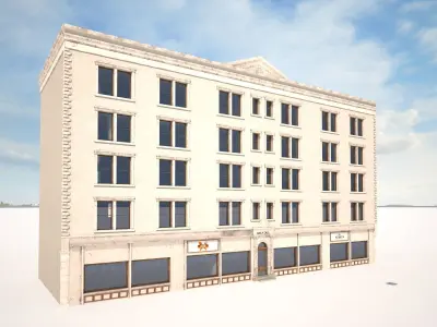 Apartment Building 158 Low Poly 3d Model Low-poly 3D model