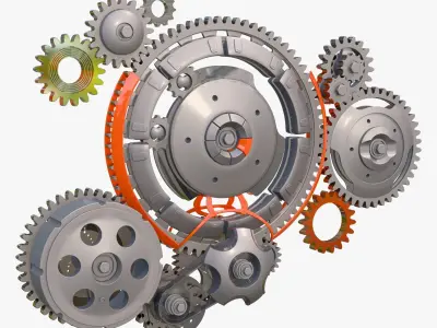 Gear Mechanism System with Cogs Wheels M1 3D model