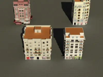 Building Collection 37-40 Low-poly 3D model