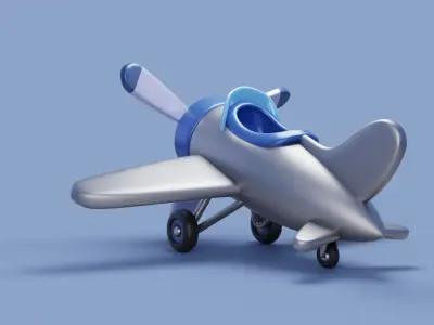 Cartoon stylized airplane Low-poly 3D model