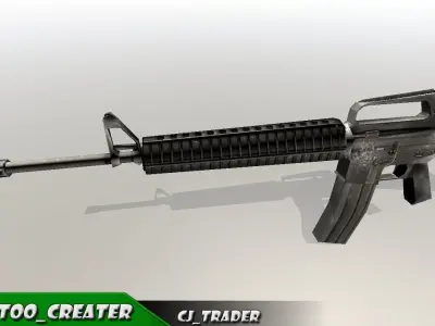 M416 assault rifle Low-poly 3D model Low-poly 3D model