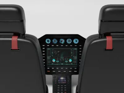 Aircraft cockpit control panel and chairs 3D model