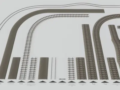 Railroad Parts - Low-Poly and Curve-Based Low-poly 3D model
