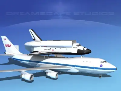 Space Shuttle Challenger Transport MP 2-2 747 3D model
