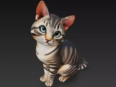 Cat Realistic 3D Model Basic - Low Poly Realistic Low-poly 3D model