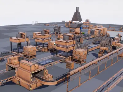 Industrial Factory Equipment Low-poly 3D model