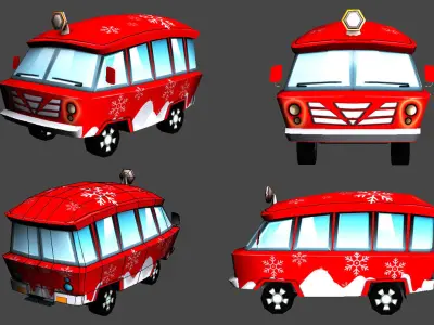 Cartoon Ambucar Pack Low-poly 3D model