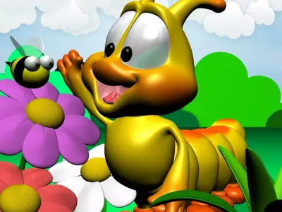 Cartoon Caterpillar Rigged Low-poly 3D model