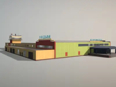 Airport Terminal USMM Terminal Nadym Low-poly 3D model