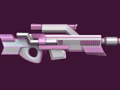 Sci-Fi Assault Rifle - Female Character Design Low-poly 3D model