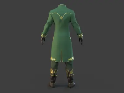 Green Vintage Clothing Men Suit Low-poly 3D model