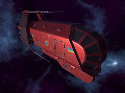 Spaceship Patriot Type 2 Red Low-poly 3D model