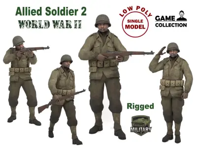 Allied soldier 2 Low-poly 3D model