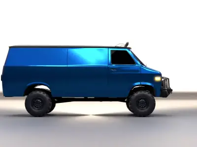Classic Off Road Cargo Van Rigged Model Game Ready 4x4 Low Poly 3D model