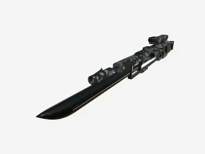 SciFi Sniper Gunblade A08 Black Camouflage - Fiction Weaponry Low-poly 3D model