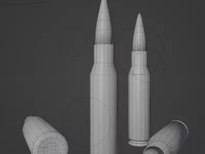 308 Round 50 AE Round And Shotgun Shells Game Optimized To Scale Low-poly 3D model