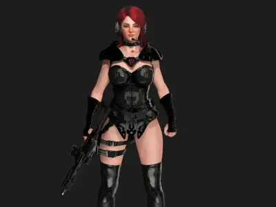 AAA 3D REALISTIC CHARACTER SEXY SNIPER - HUMAN RIG GAME READY Low-poly 3D model