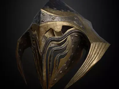 HELMET9 Game Ready golden helmet Low-poly 3D model