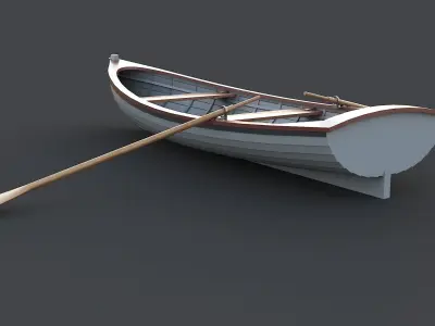 Wooden Boat Low-poly 3D model