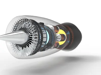 Jet engine N90 Low-poly 3D model