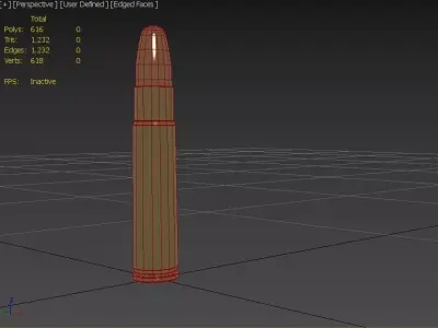 356 Winchester Ammo Low-poly 3D model