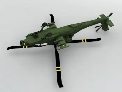  AH 64 Apache Helicopter  Low-poly 3D model